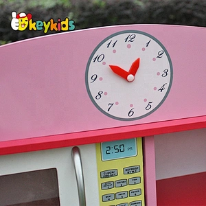 new design pretend play pink wooden kitchen set for girls W10C232