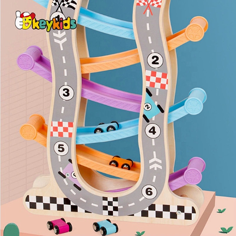 Most popular preschool wooden ramp racer toy for children W04E116