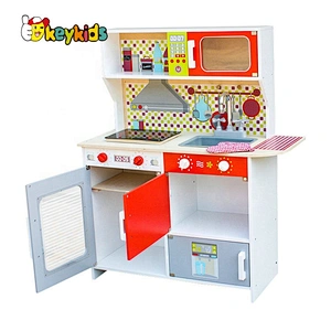New design cooking game wooden kids play kitchen with accessories W10C386B