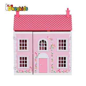 New hottest pink wooden georgian dolls house kits for children W06A420