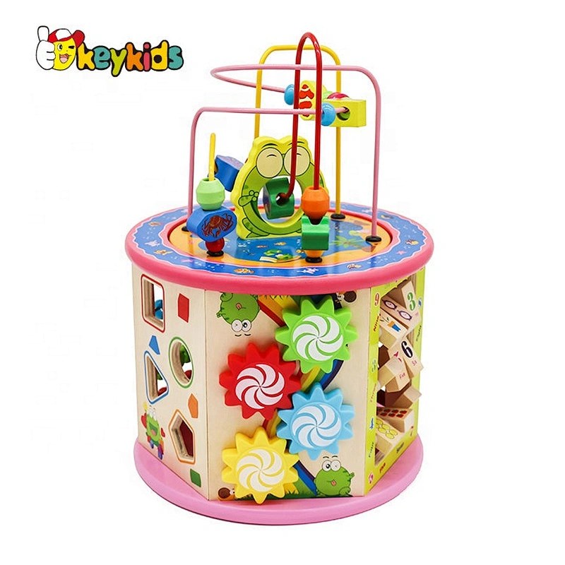 New Design Educational Wooden Animal Busy Board Cube For Kids W11B238