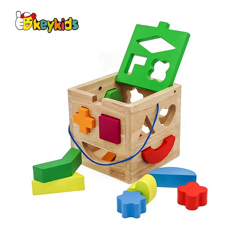 New Wood Building Blocks Bricks Toys Educational Baby Blocks Shape Sorter Toy for Children W12D205 Eco-friendly Unisex Colorful