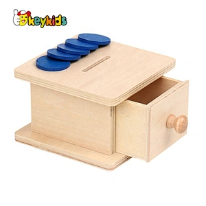 High Quality Educational Wooden Montessori School Toys Coin Box For Children W12F089