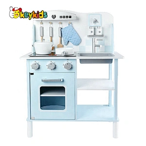 Top sale play cooking wooden pink toy kitchen for children W10C471