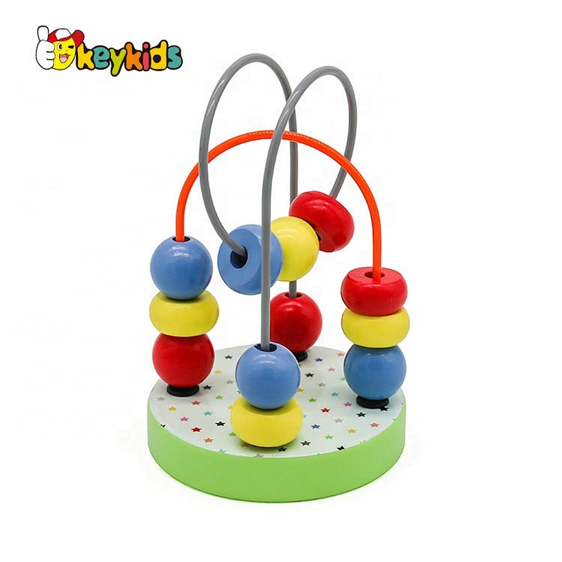 Customize colored mini wooden wire bead maze toys for baby W11B262