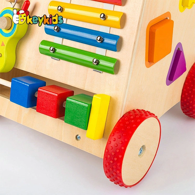 Best design activity play wooden baby walker with wheels W16E146