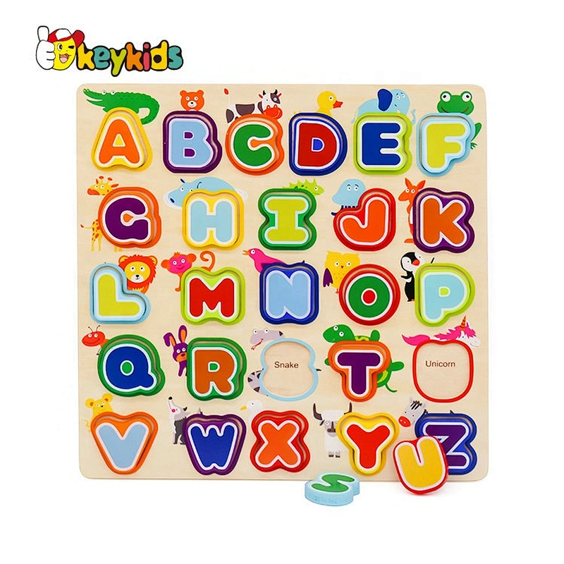 Top Sale Educational Wooden Animal Abc Puzzle For Children W14B113