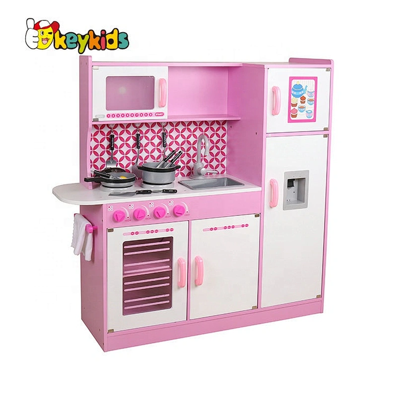 New released kids wooden kitchen set with plastic accessories W10C364B