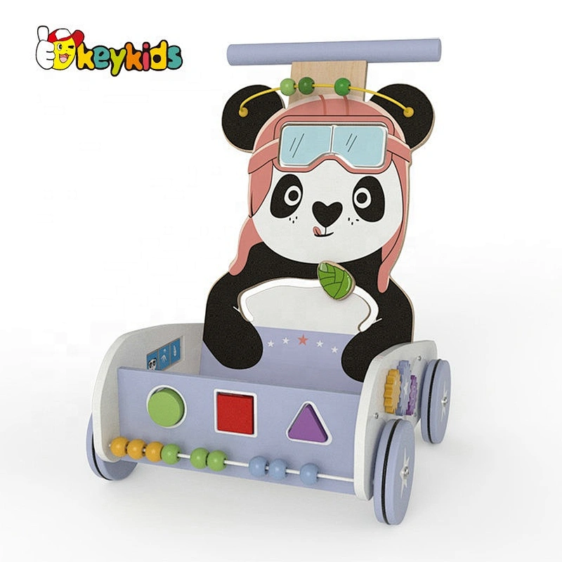 Customize baby activity fun wooden walker toy with blocks W16E156B