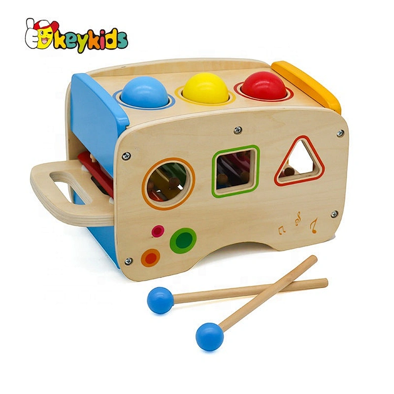 Most popular educational wooden pound and play block toy for babies W12D034
