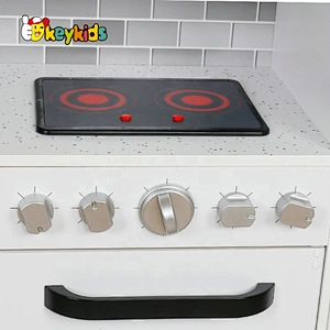 Unique design kids white wooden play kitchen with electronic functions W10C223