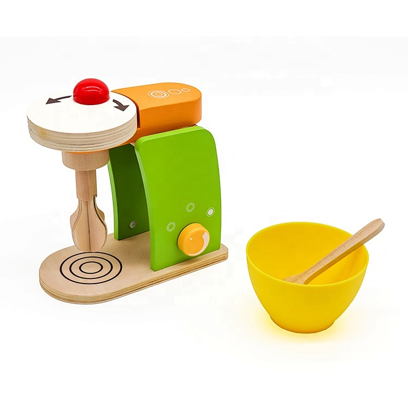 Big sale kids pretend wooden stand mixer toy with rotated whisk W10D209