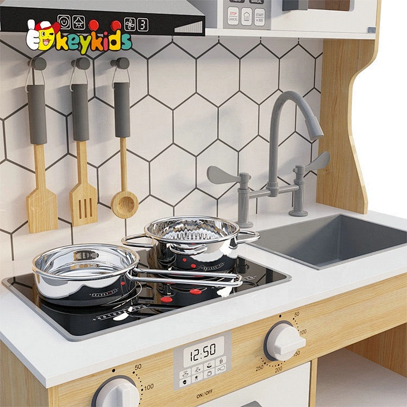 Wooden Kitchen Set With Electronic Kitchen, Interactive Range Hood, Stove And Ice Maker W10C515
