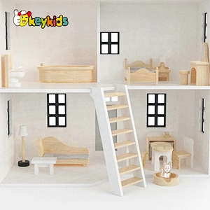 Best design white wooden miniature dollhouse kits for kids W06A404