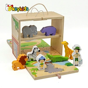 New arrived zoo playsets wooden zoo animals toys for kids W06A384