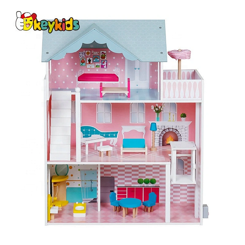 Customize simulation play wooden princess doll house for girls W06A421