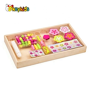 Hot sale educational wooden lacing toy for kids W11E097