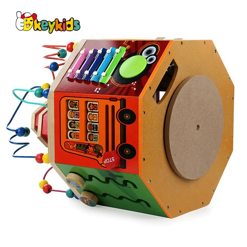 My busy town toddlers wooden activity cube with music W11B226