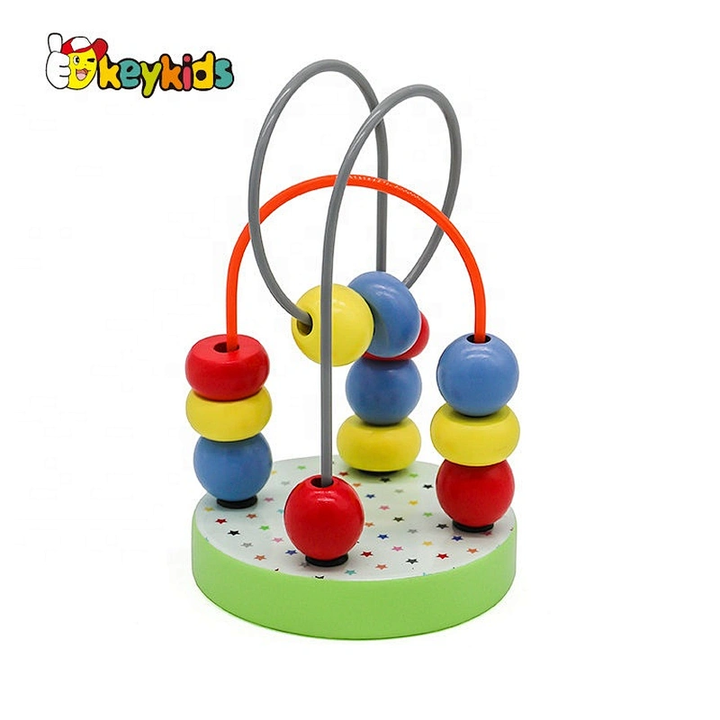 Customize colored wooden bead maze toy for baby W11B261