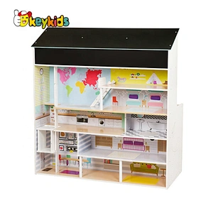 Pretend Play Dollhouse & Kitchen Wooden kids playsets With Double-Side W10C325