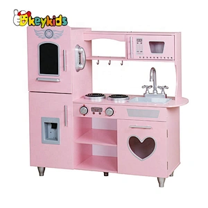 New hottest girls wooden pink toy kitchen set for pretend play W10C566