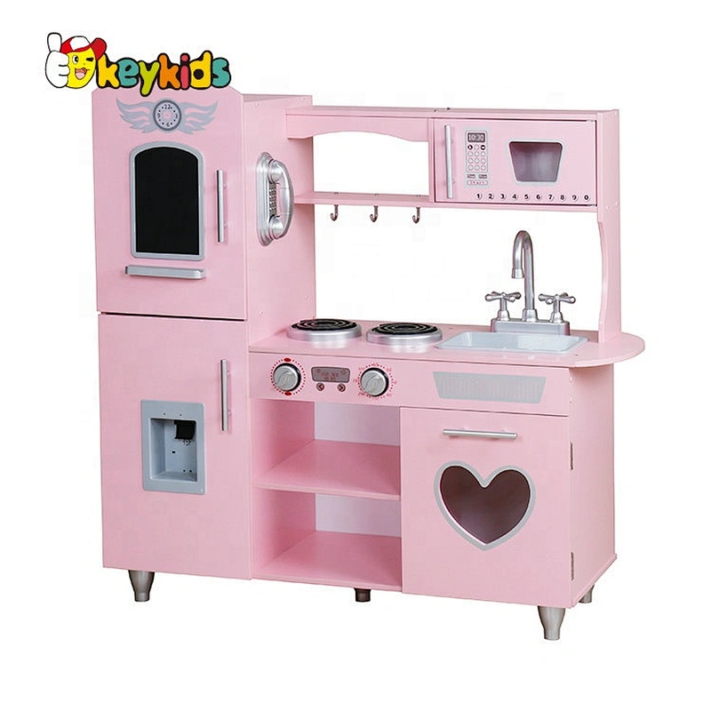 New hottest girls wooden pink toy kitchen set for pretend play W10C566