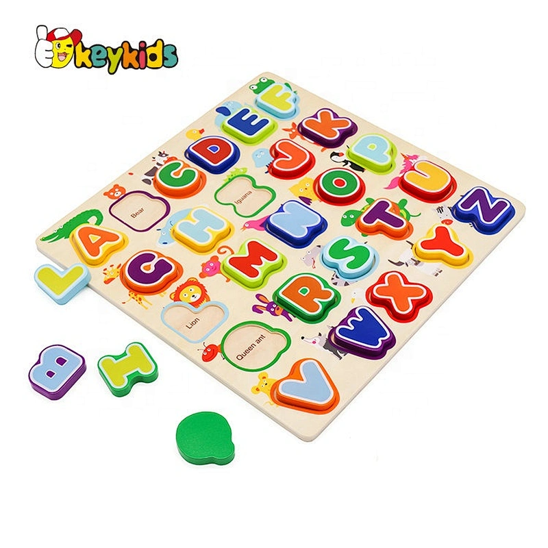 Top Sale Educational Wooden Animal Abc Puzzle For Children W14B113