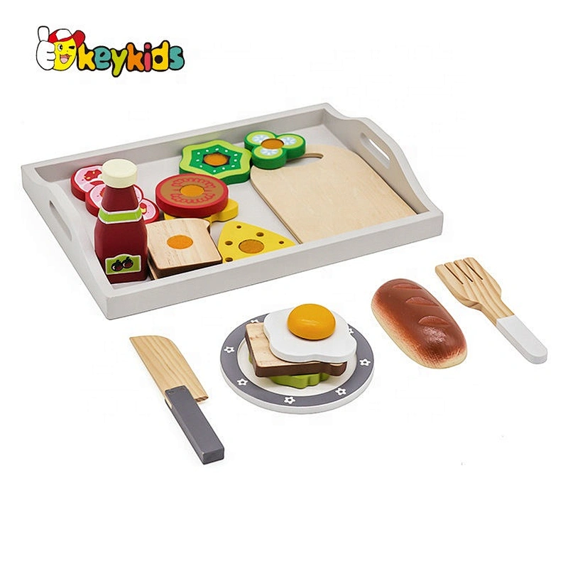 New Arrival Wooden Kitchen Food Toys With Tray W10B272