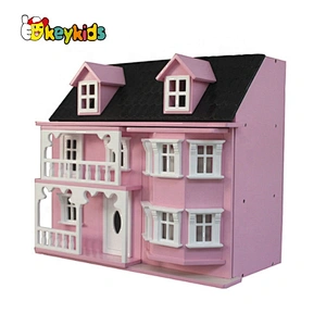 Hot selling kids miniature wooden dollhouse kits for role play W06A409