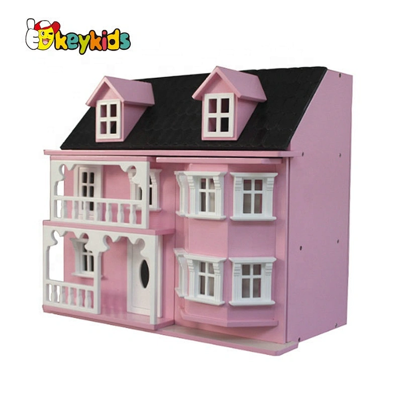 Hot selling kids miniature wooden dollhouse kits for role play W06A409