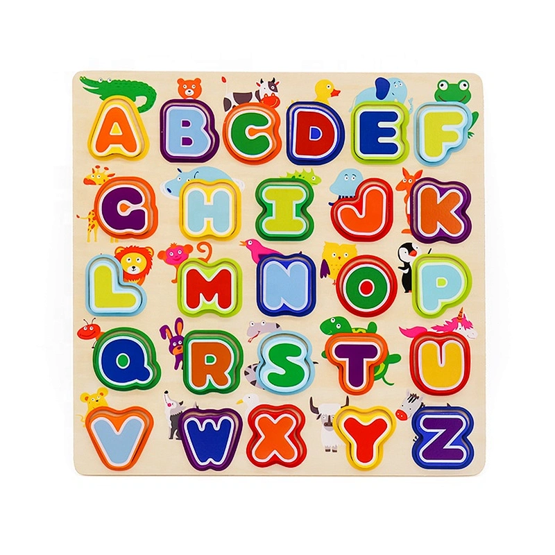 Top Sale Educational Wooden Animal Abc Puzzle For Children W14B113