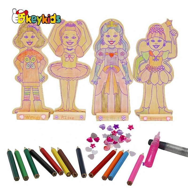 New popular wooden DIY kids painting for wholesale W03A078