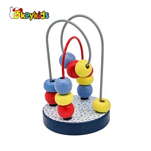 Customize colored mini wooden wire bead maze toys for baby W11B262