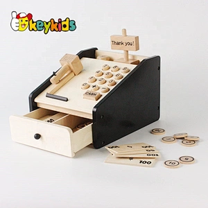 Top sale kids wooden pretend play toy cash register for wholesale W10A066