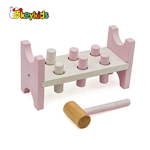 New design preschool pink wooden pound a peg toy for children W11G047