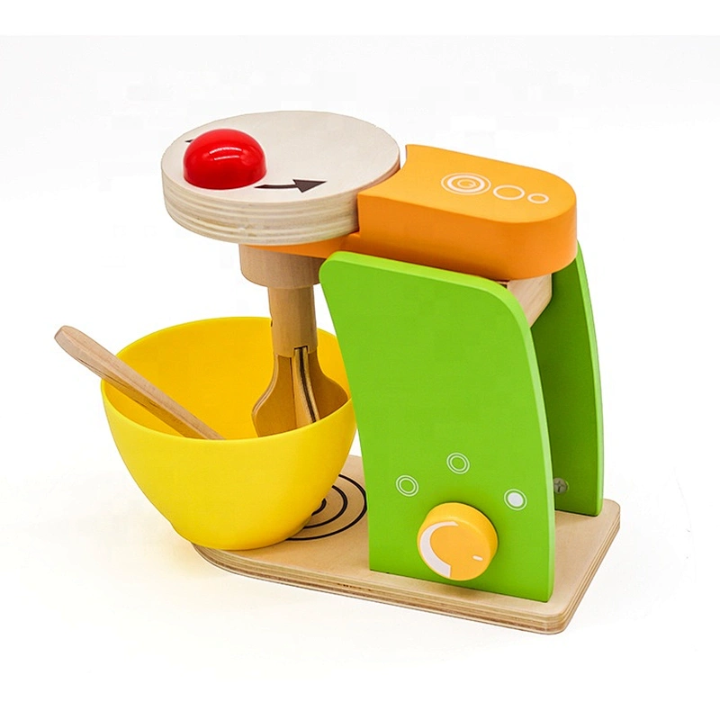 Big sale kids pretend wooden stand mixer toy with rotated whisk W10D209