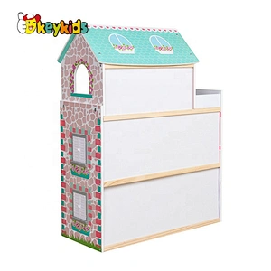 Most popular 3 floors girls wooden dollhouse toy with elevator W06A372