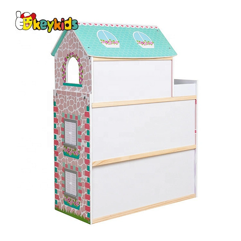 Most popular 3 floors girls wooden dollhouse toy with elevator W06A372