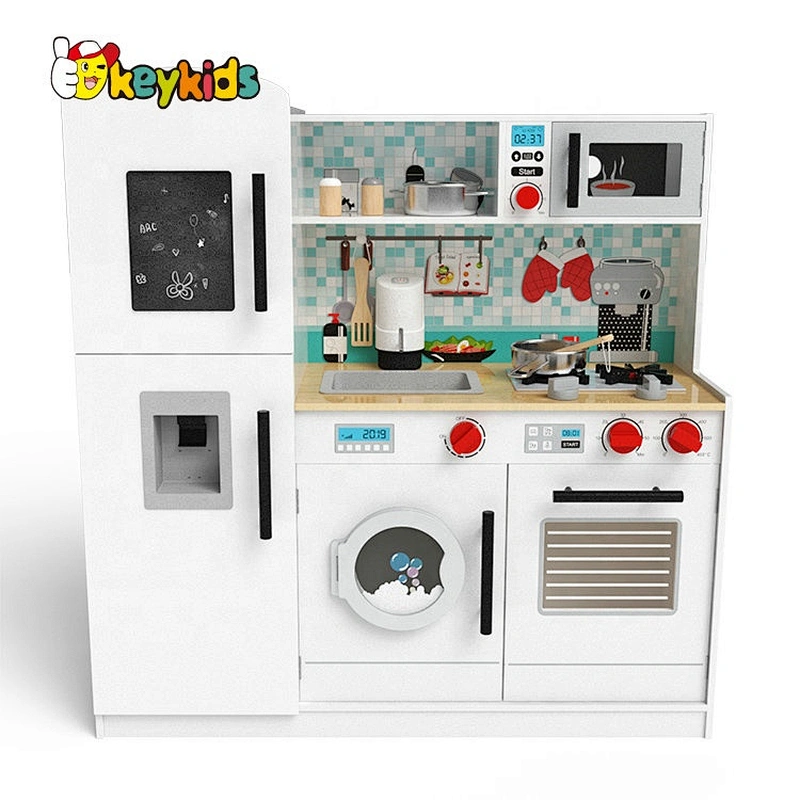 New released white wooden kids kitchen play set for wholesale W10C609