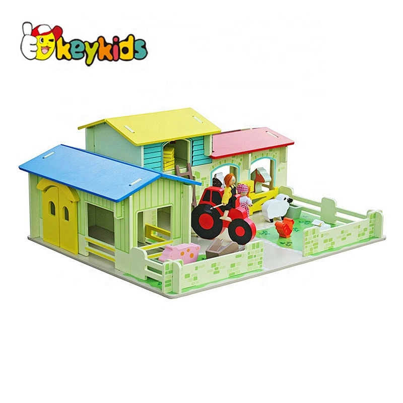 new design kids wooden toy farm buildings for preschoolers W06A167