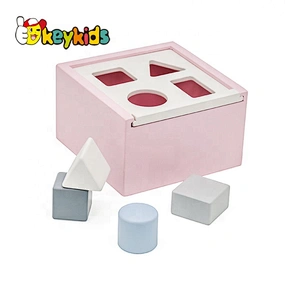 Custom diy montessori wooden shape sorter activity cube for baby W12D307