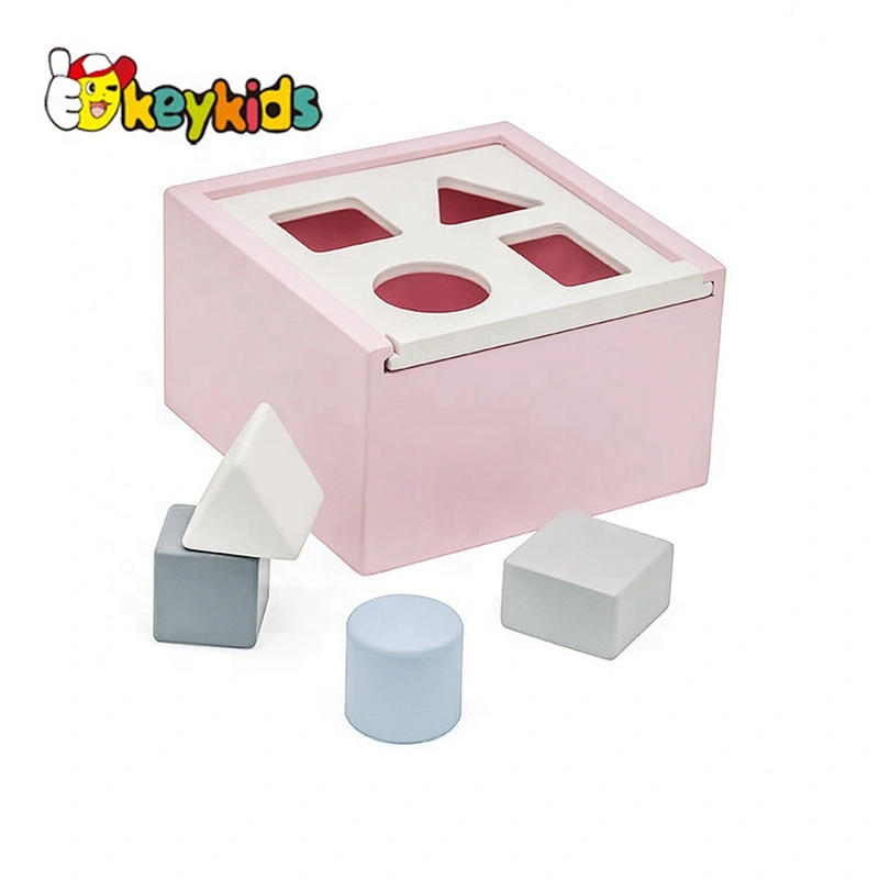 Custom diy montessori wooden shape sorter activity cube for baby W12D307