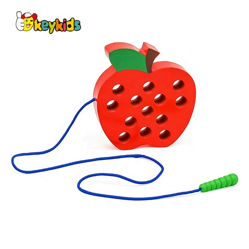 Hot sale threading activity wooden travel lacing game for children W11E095