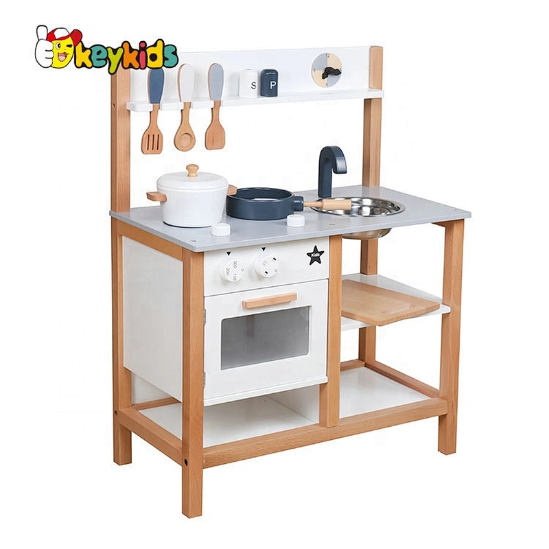 Top sale pretend game wooden kids play cooking set with accessories W10C402