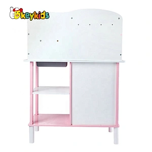 Top sale play cooking wooden pink toy kitchen for children W10C471