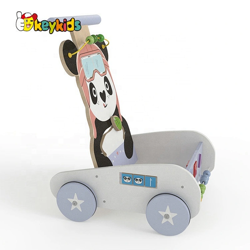 Customize baby activity fun wooden walker toy with blocks W16E156B
