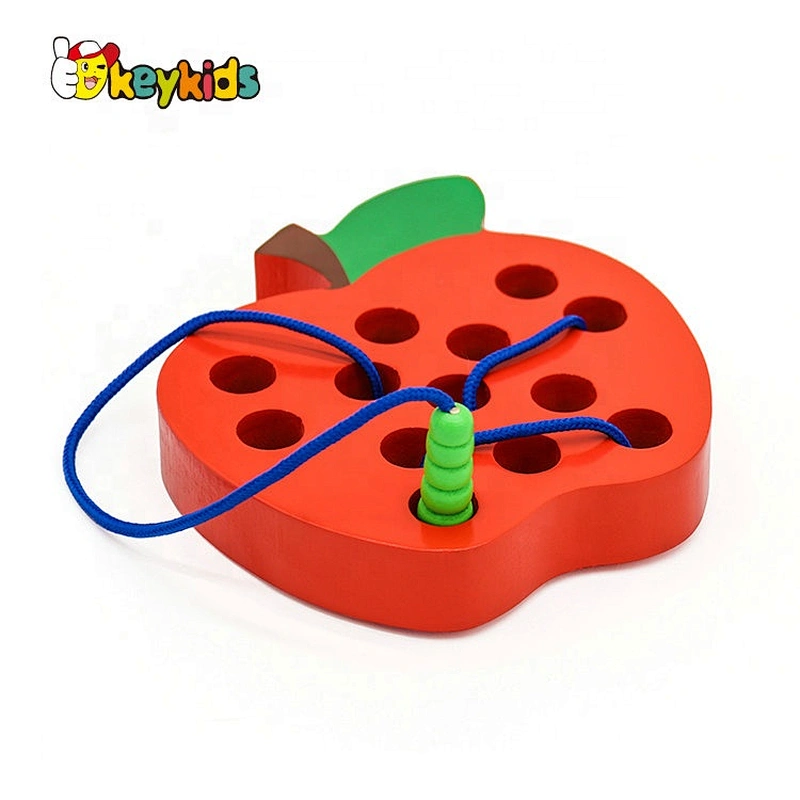 Hot sale threading activity wooden travel lacing game for children W11E095
