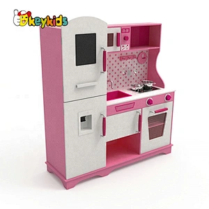 Customize pink wooden girls kitchen set toys with drinking fountain W10C597D