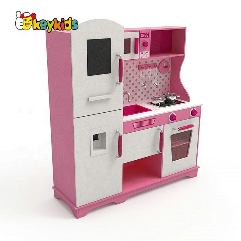 Customize pink wooden girls kitchen set toys with drinking fountain W10C597D