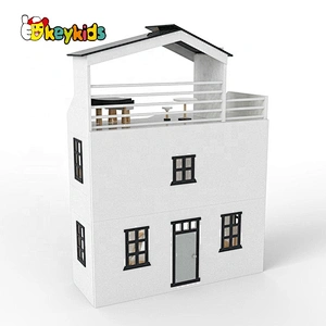 Best design white wooden miniature dollhouse kits for kids W06A404
